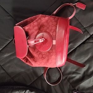 Red COACH Signature Backpack